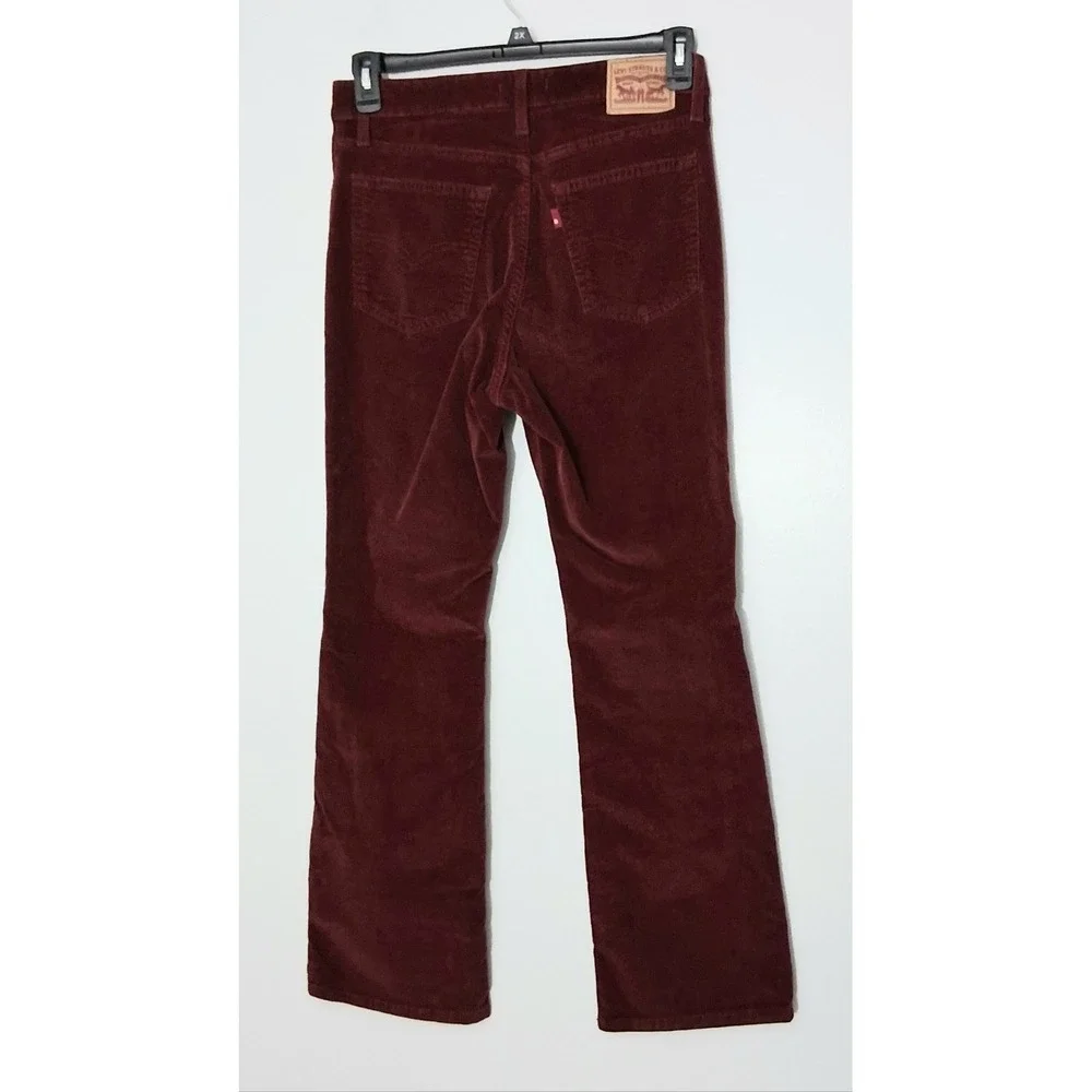 Levi's 725 High Rise Bootcut Pants Women's Size 29 Red Corduroy Pockets Preowned